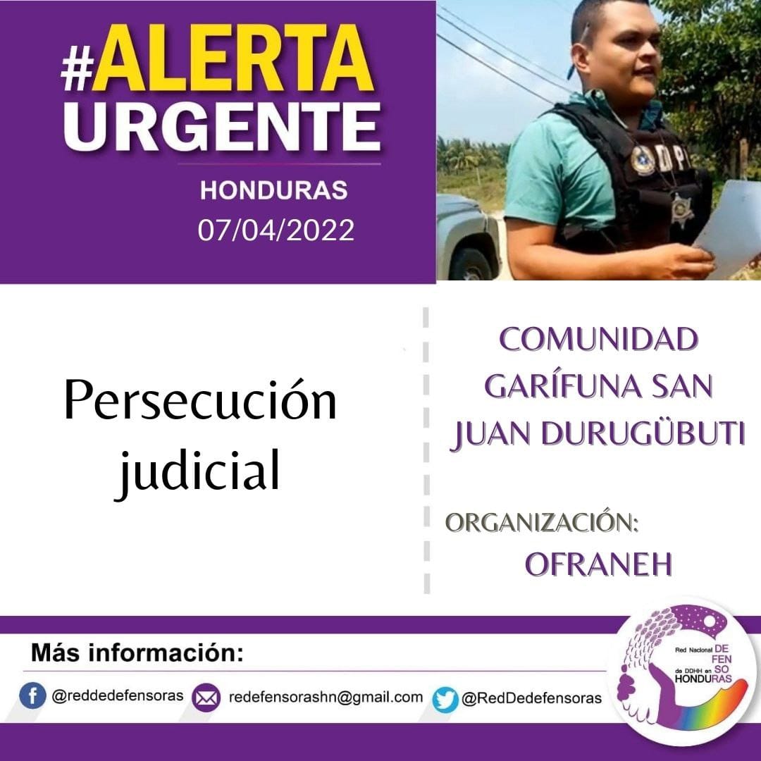 Persecución judicial contra comunidad garífuna San Juan Durugübuti