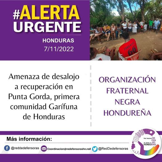 Amenaza de desalojo a recuperación en Punta Gorda, primera comunidad Garífuna de Honduras