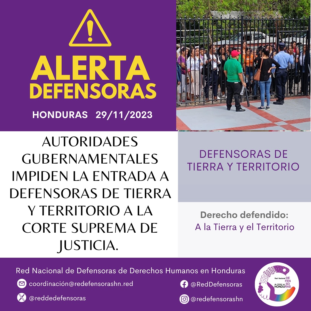 #Alerta Defensoras│Autoridades gubernamentales impiden la entrada a defensoras de tierra y territorio a la Corte Suprema de Justicia